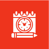 Calendar icon with clock and pencil.